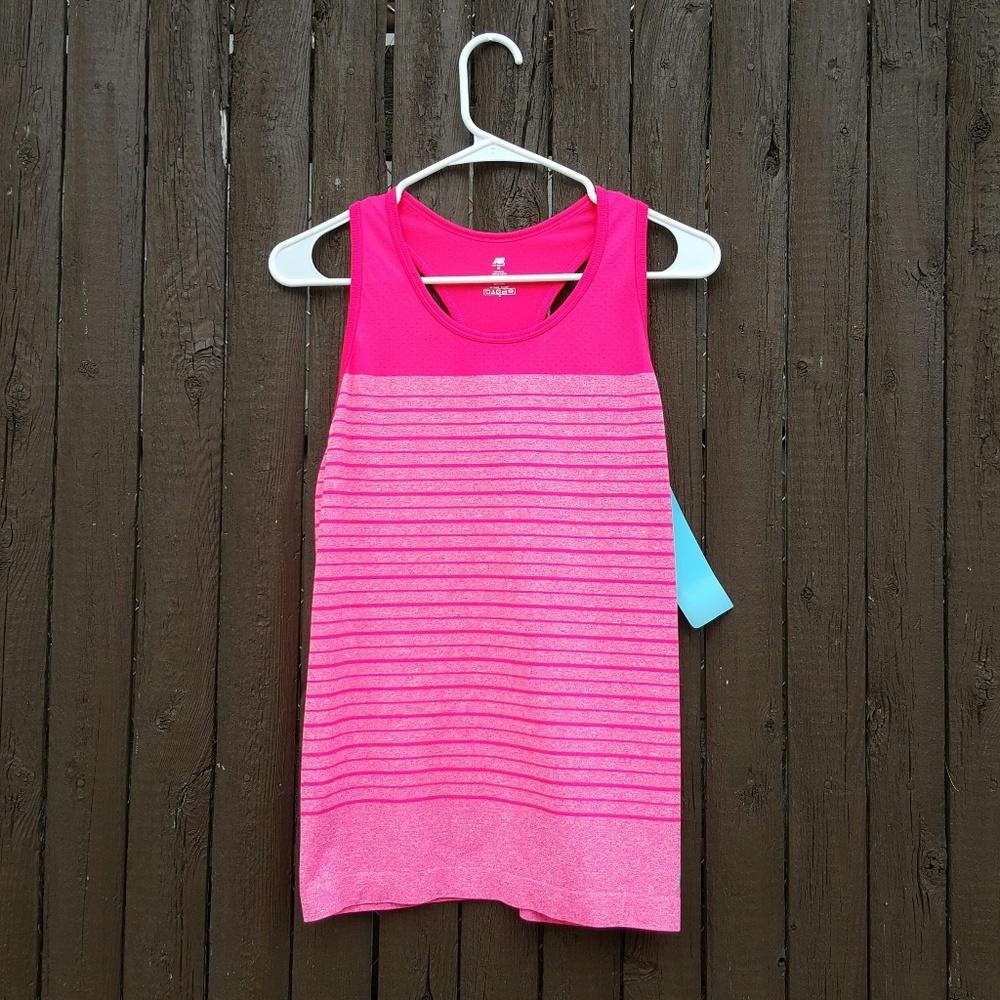 New Balance Striped Sport Tank Top, pink